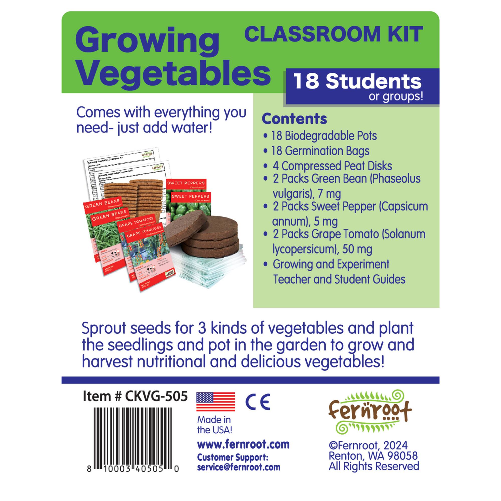 Fernroot Growing Vegetables Classroom Kit